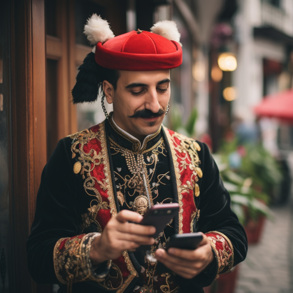 buzik3992 A Turkish man in traditional dress steals a phone b9378744 6de3 44b4 9624 6640bdc3c263